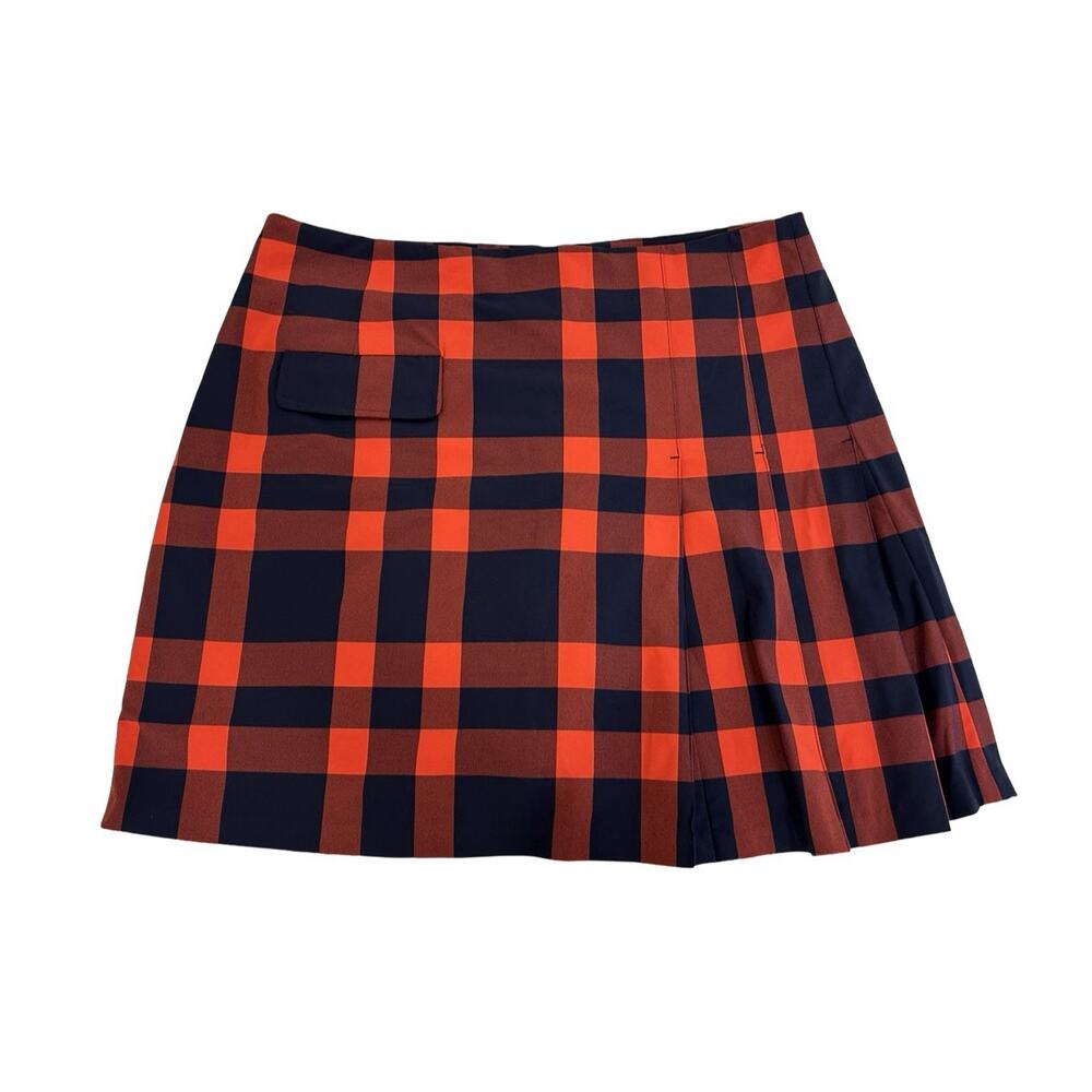 Tory Burch Sport Golf Skirt Skort Womens Size L Tartan Red & Blue Performance